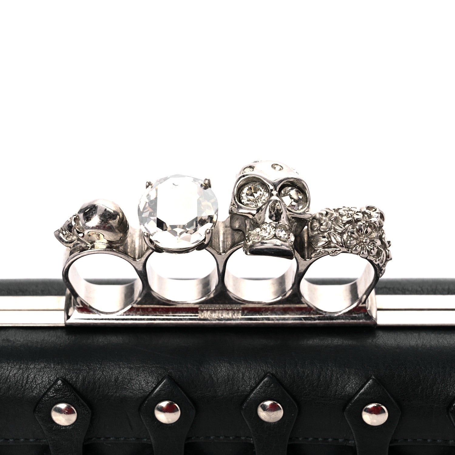 Alexander McQueen Lambskin Lace-Up Knucklebox Clutch Black 17 of 19