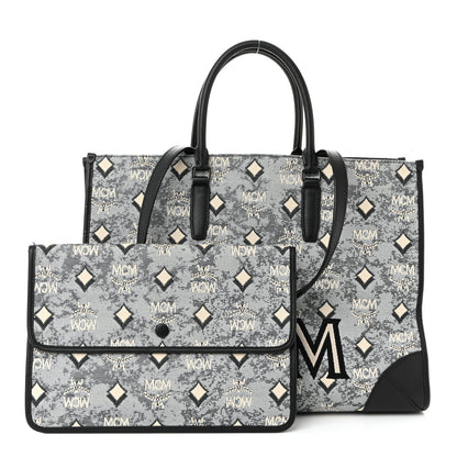 MCM Nappa Jacquard Monogram Large Tote Grey 3 of 13