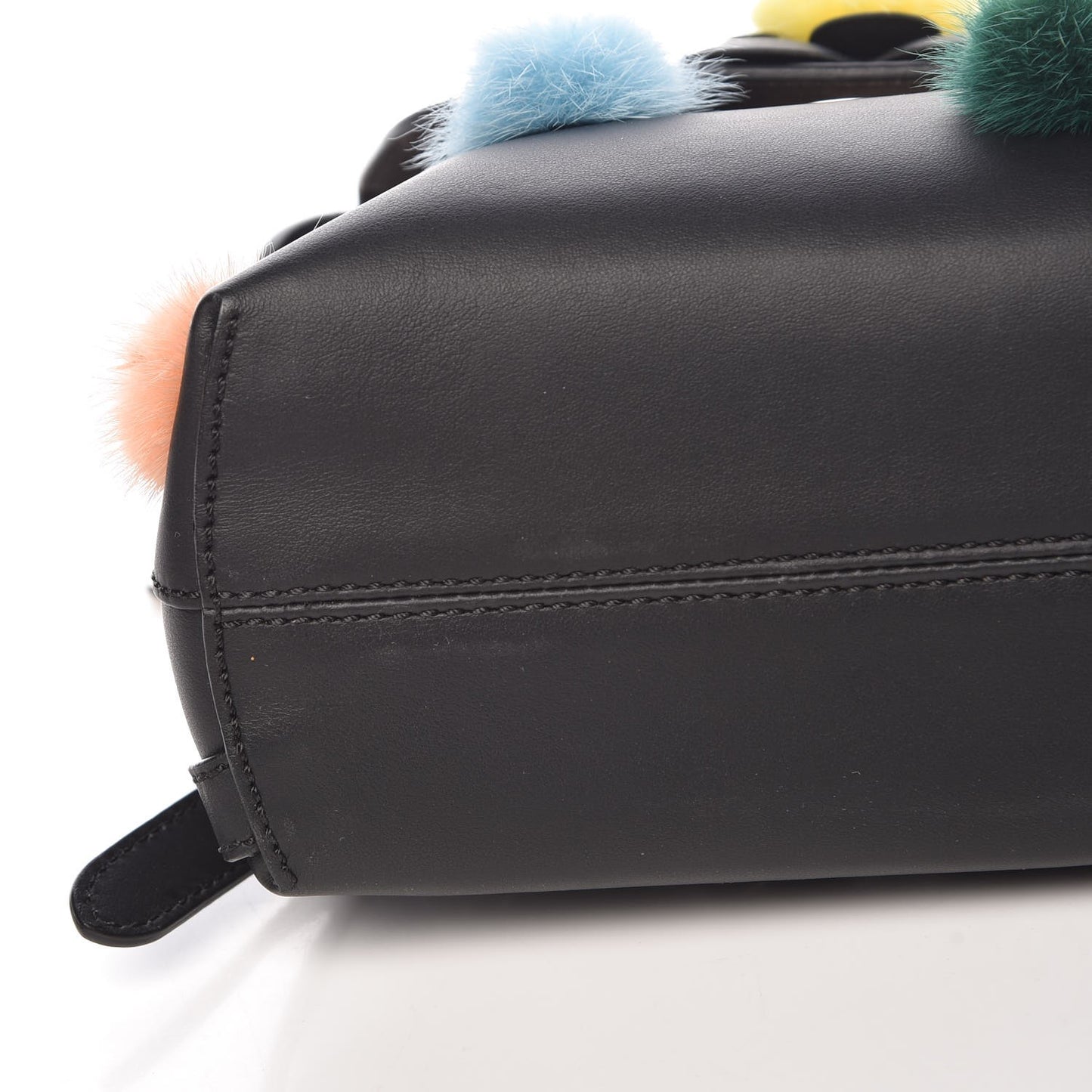 Calfskin Pom Pom Mini Back to School Backpack Black