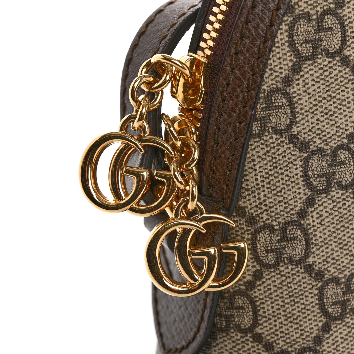 GG Supreme Monogram Textured Dollar Calfskin Web Small Ophidia Dome Shoulder Bag Beige Ebony New Acero
