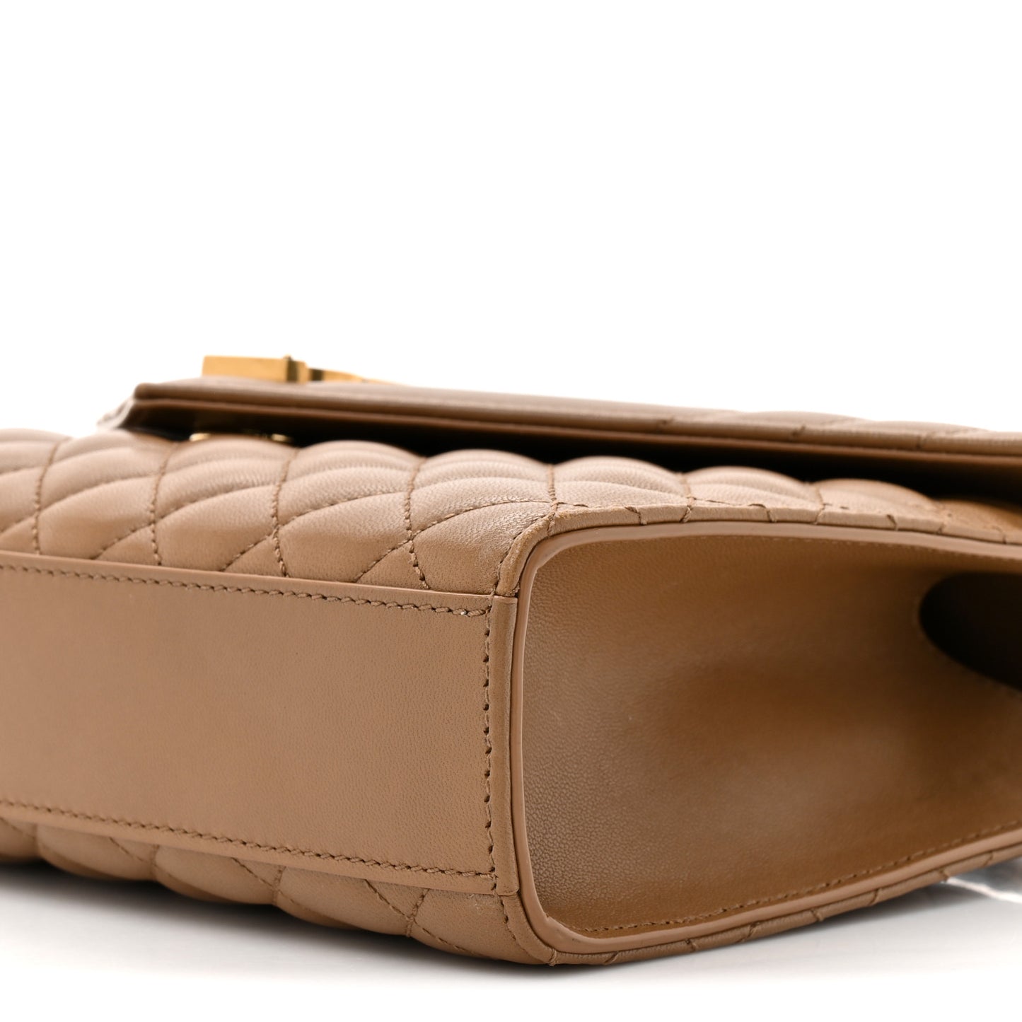 Lambskin Mixed Matelasse Triquilt Medium Monogram Satchel Dark Cork