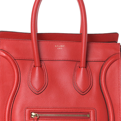Celine Drummed Calfskin Mini Luggage Red 7 of 9