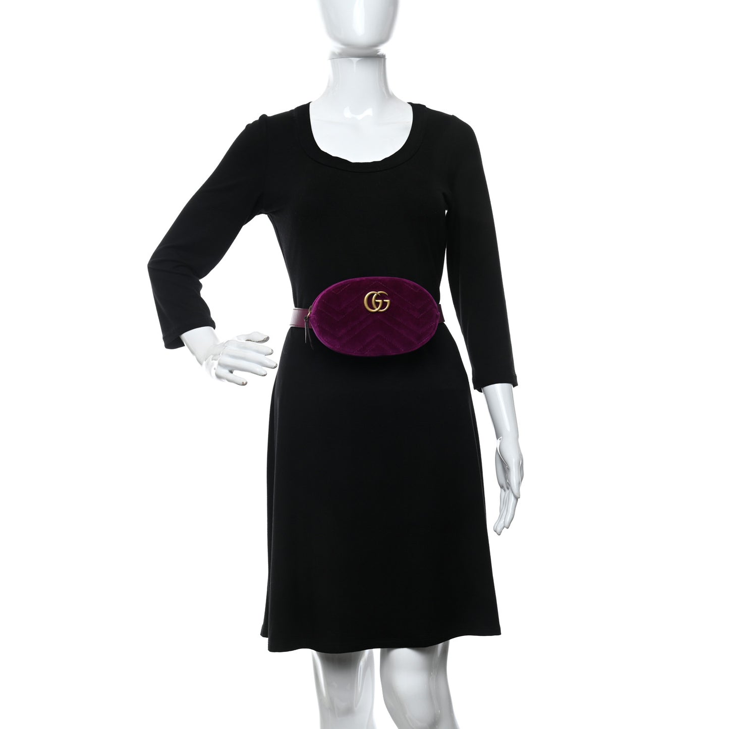 Velvet Matelasse GG Marmont Belt Bag 95 38 Fuchsia Violet Cyclamen