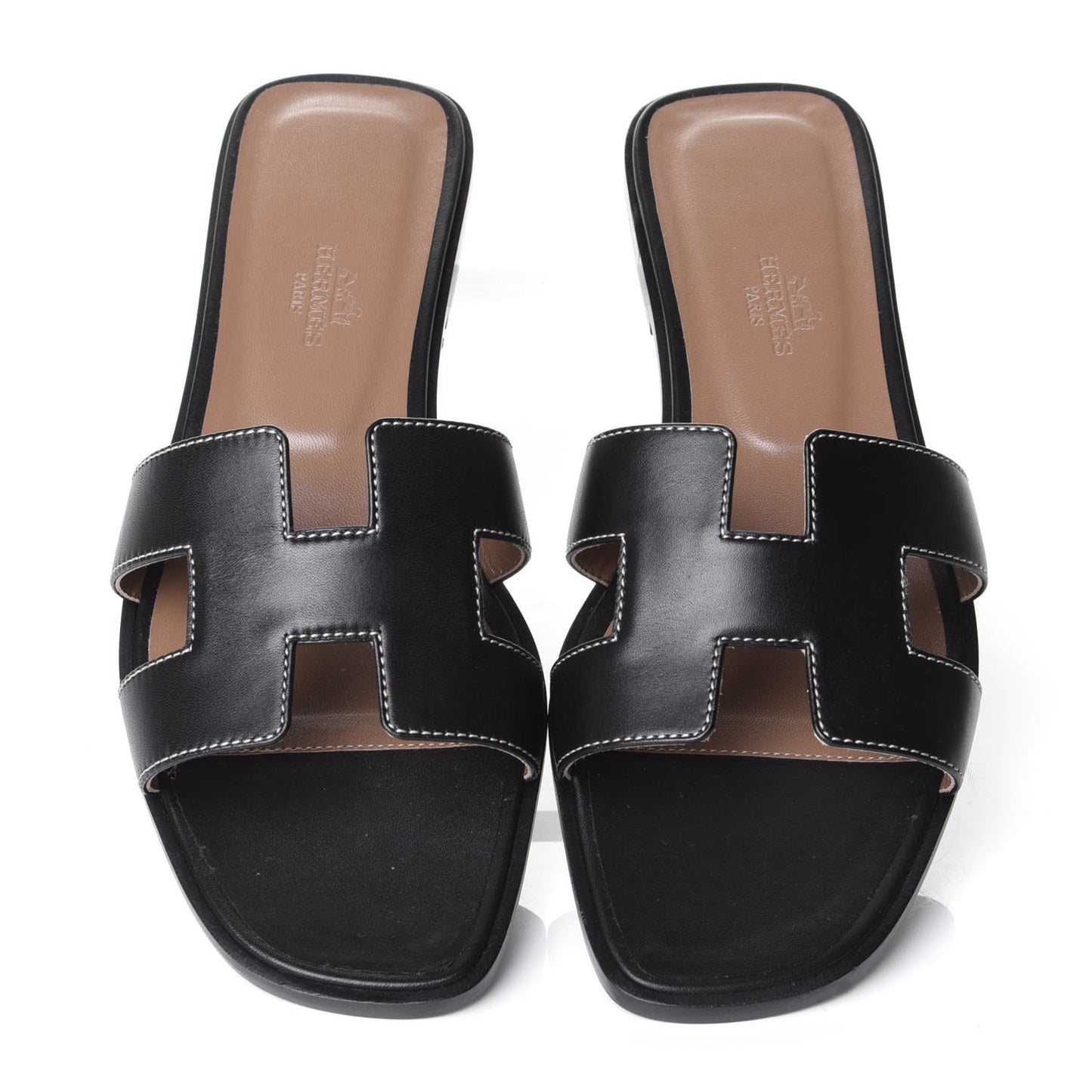 Box Calfskin Oran Sandals 38.5 Black