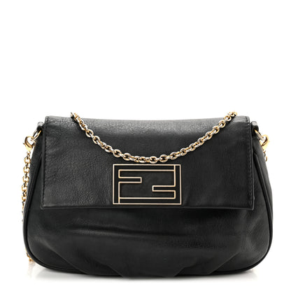 Fendi Vitello Flamingo Enamel Fendista Pouchette Crossbody Black 1 of 12