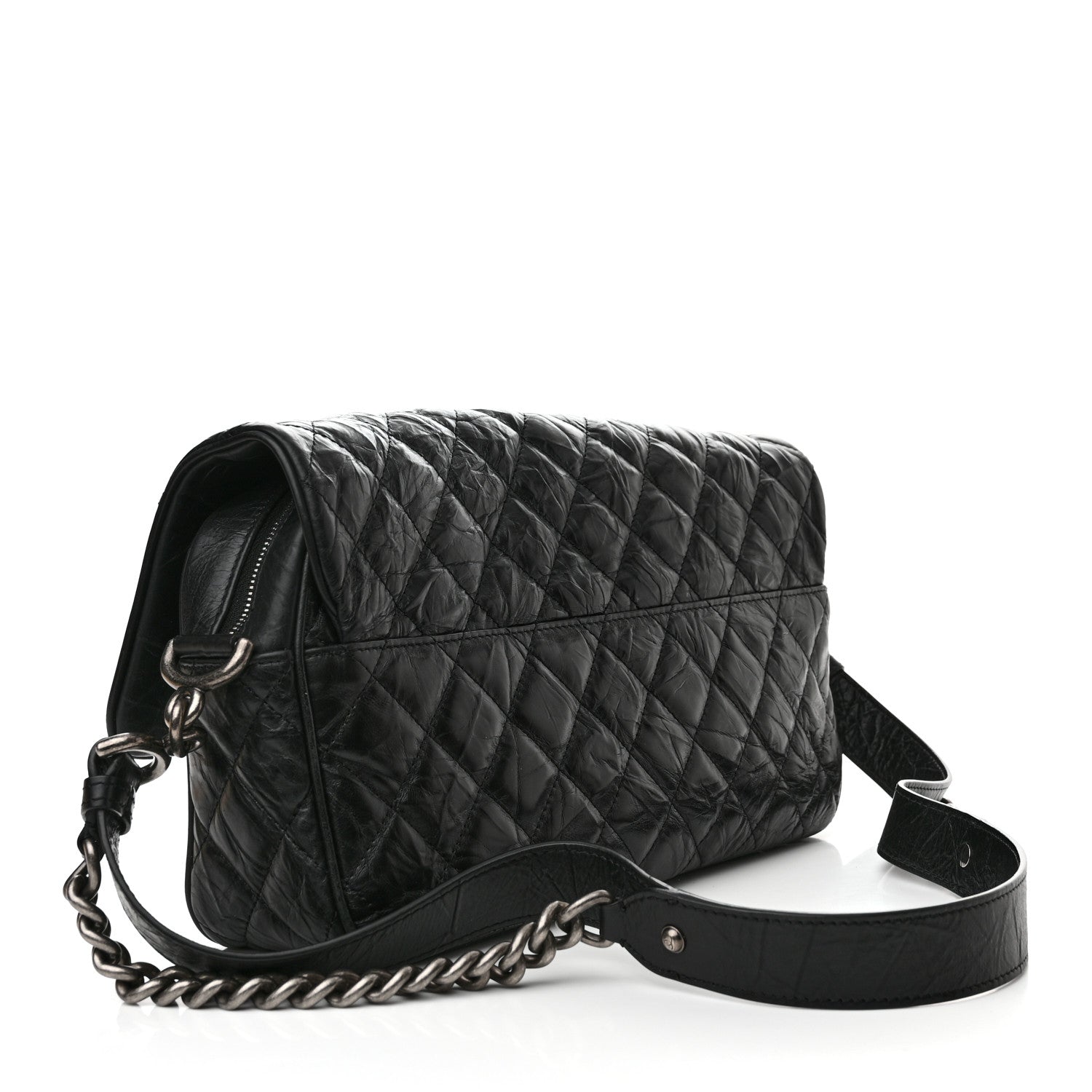 Chanel Crumpled Calfskin Quilted Medium Casual Rock Flap Black 3 of 10