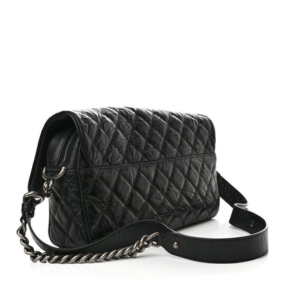 Chanel Crumpled Calfskin Quilted Medium Casual Rock Flap Black 3 of 10