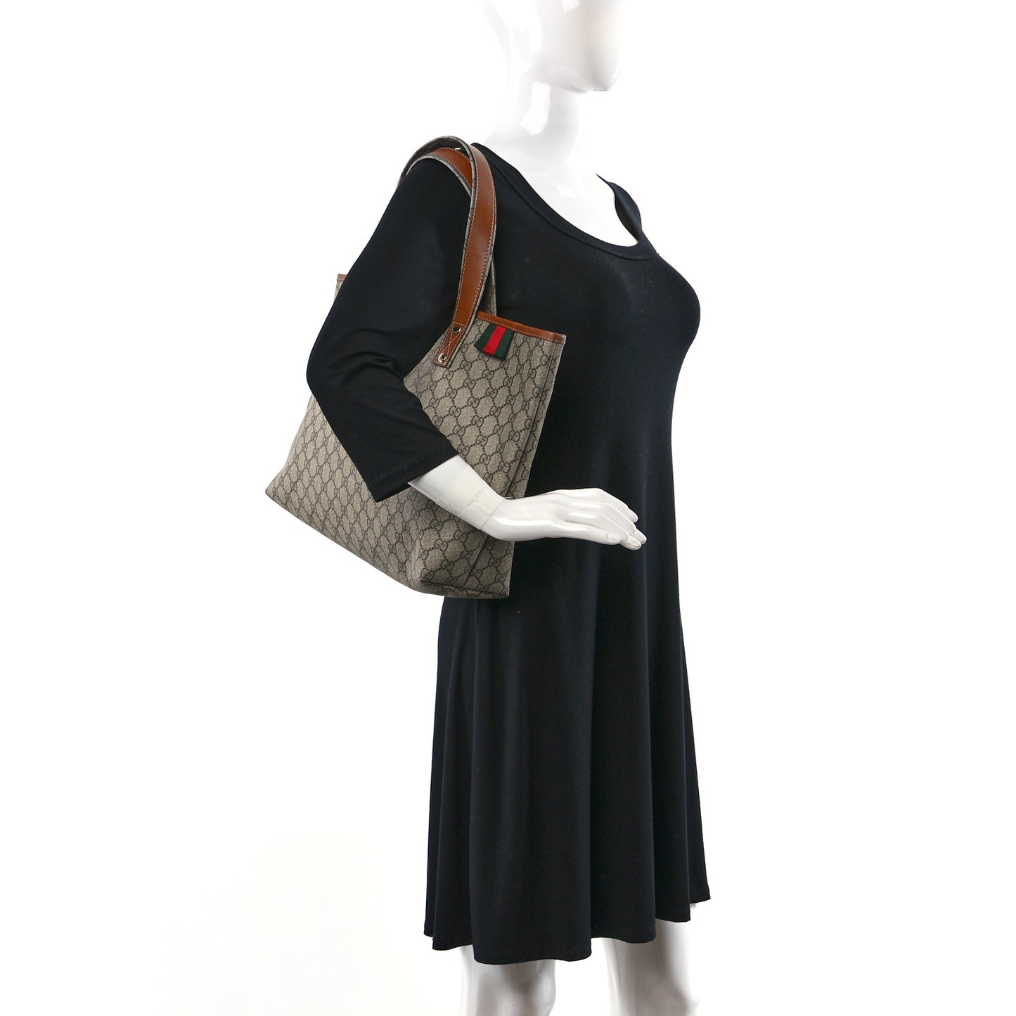 GG Plus Monogram Medium Signature Web Loop Tote Light Brown