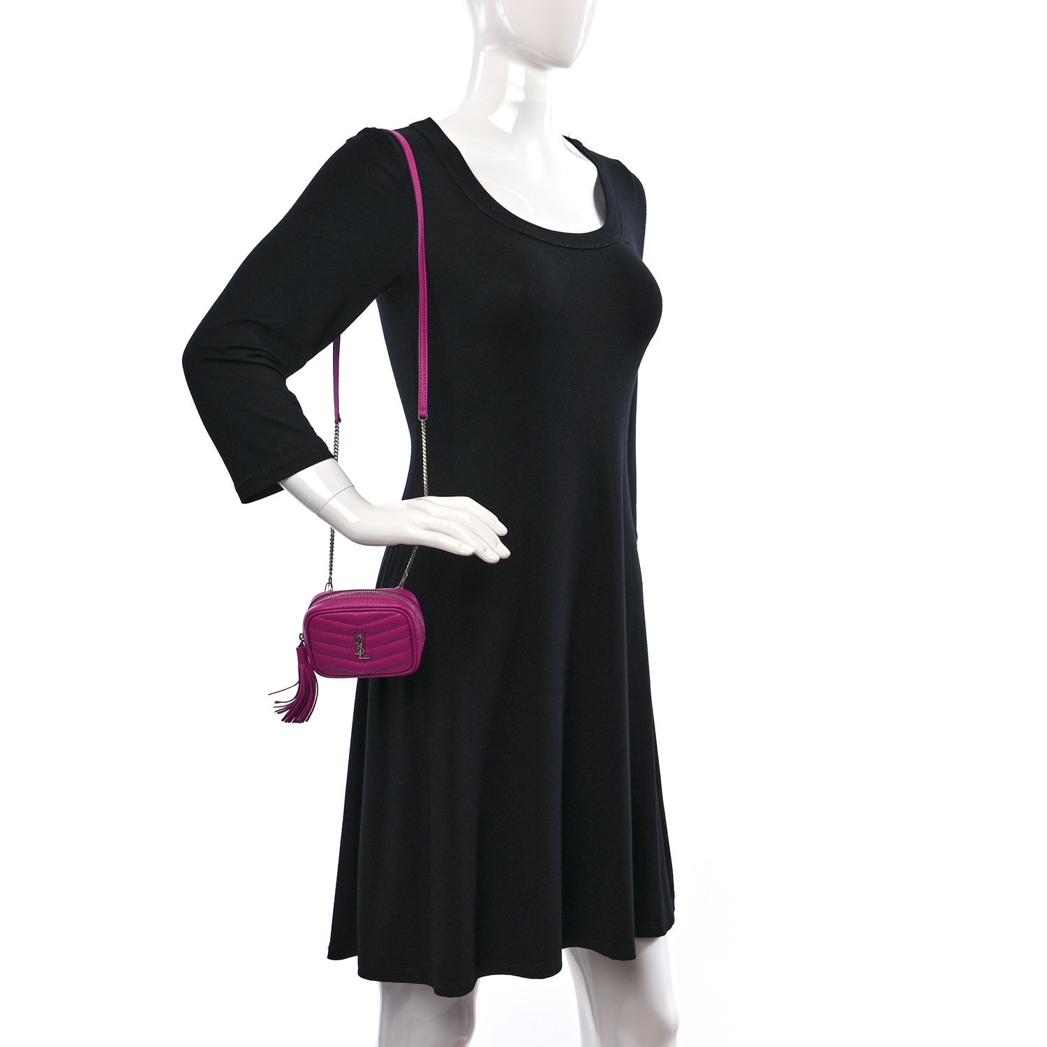 Saint Laurent Grain De Poudre Matelasse Monogram Baby Lou Camera Bag Electric Fuxia 2 of 10