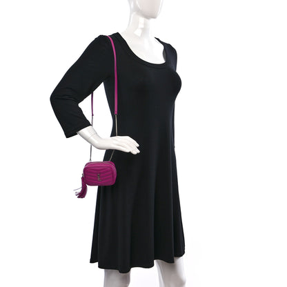 Saint Laurent Grain De Poudre Matelasse Monogram Baby Lou Camera Bag Electric Fuxia 2 of 10
