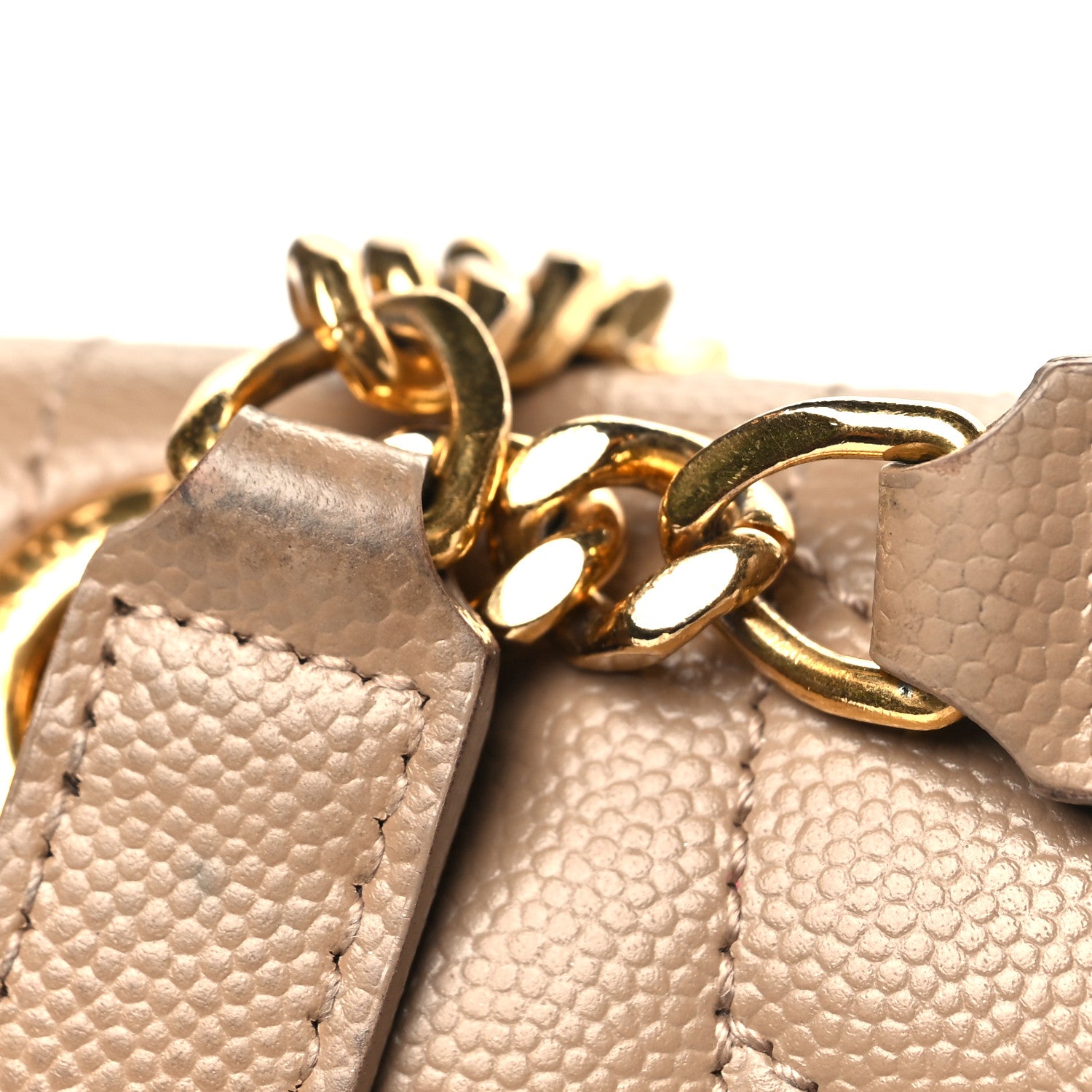 Saint Laurent Grain De Poudre Mixed Matelasse Large Triquilt Monogram Satchel Dark Beige 11 of 12