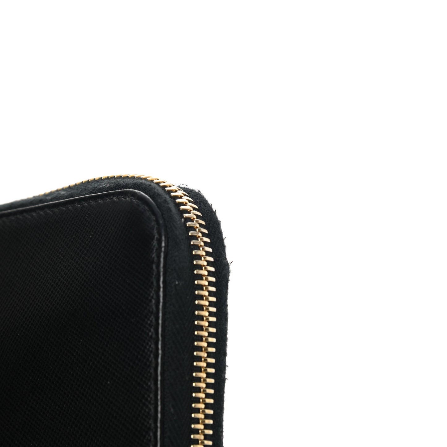 Saffiano Metal Zip Around Wallet Black