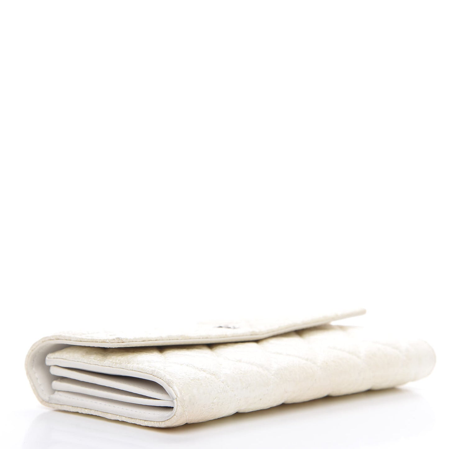 Tweed Quilted Zip Flap Wallet White