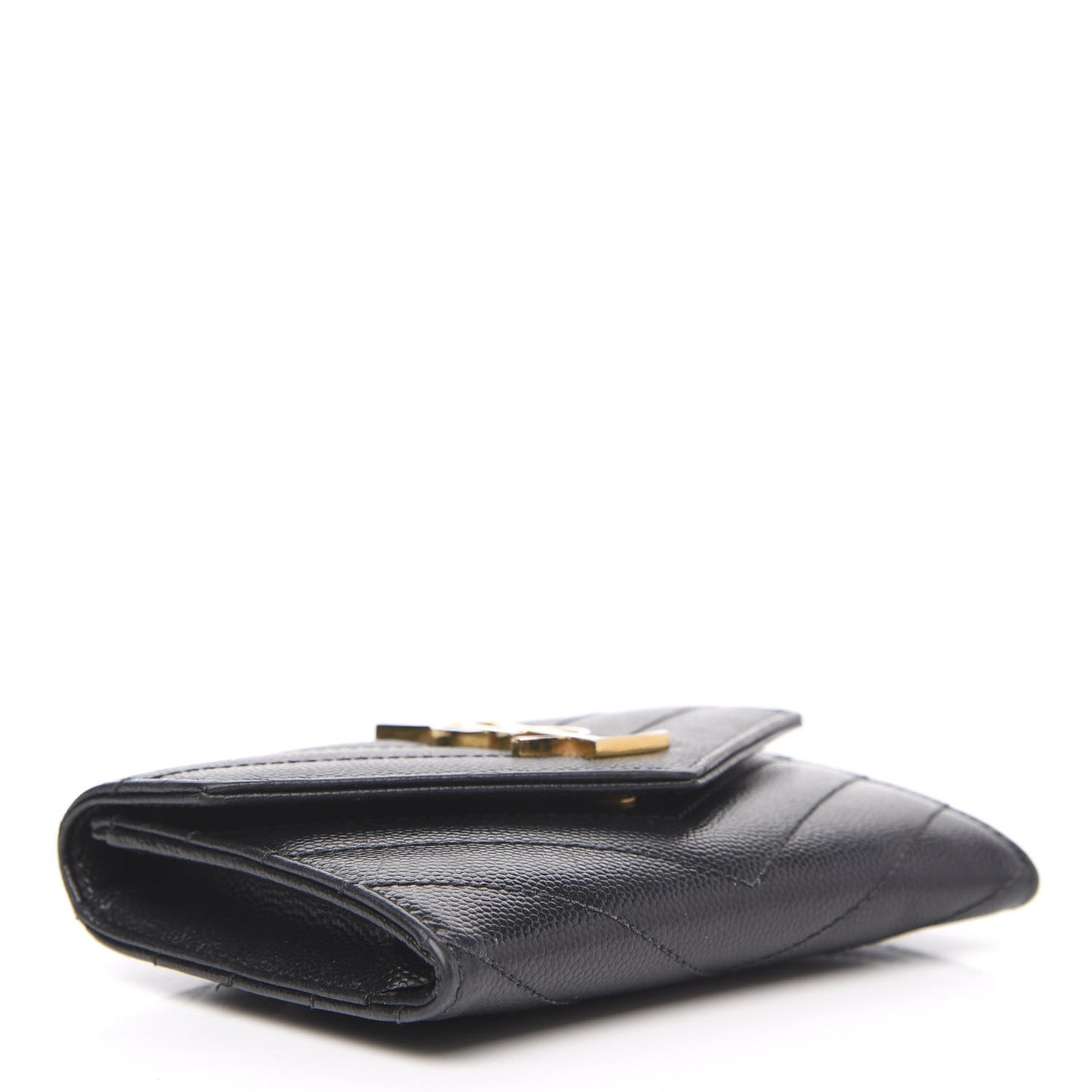 Grain De Poudre Matelasse Chevron Small Monogram Envelope Wallet Black