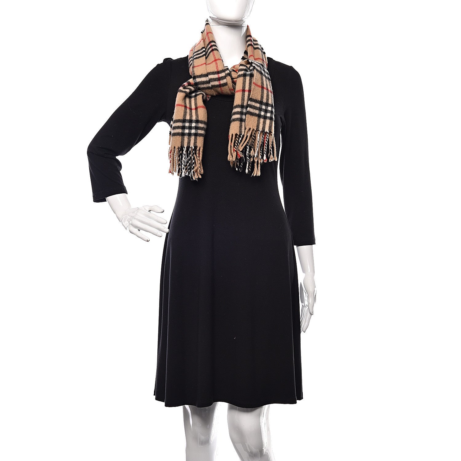 Burberry Cashmere House Check Fringe Scarf Camel 2 of 4