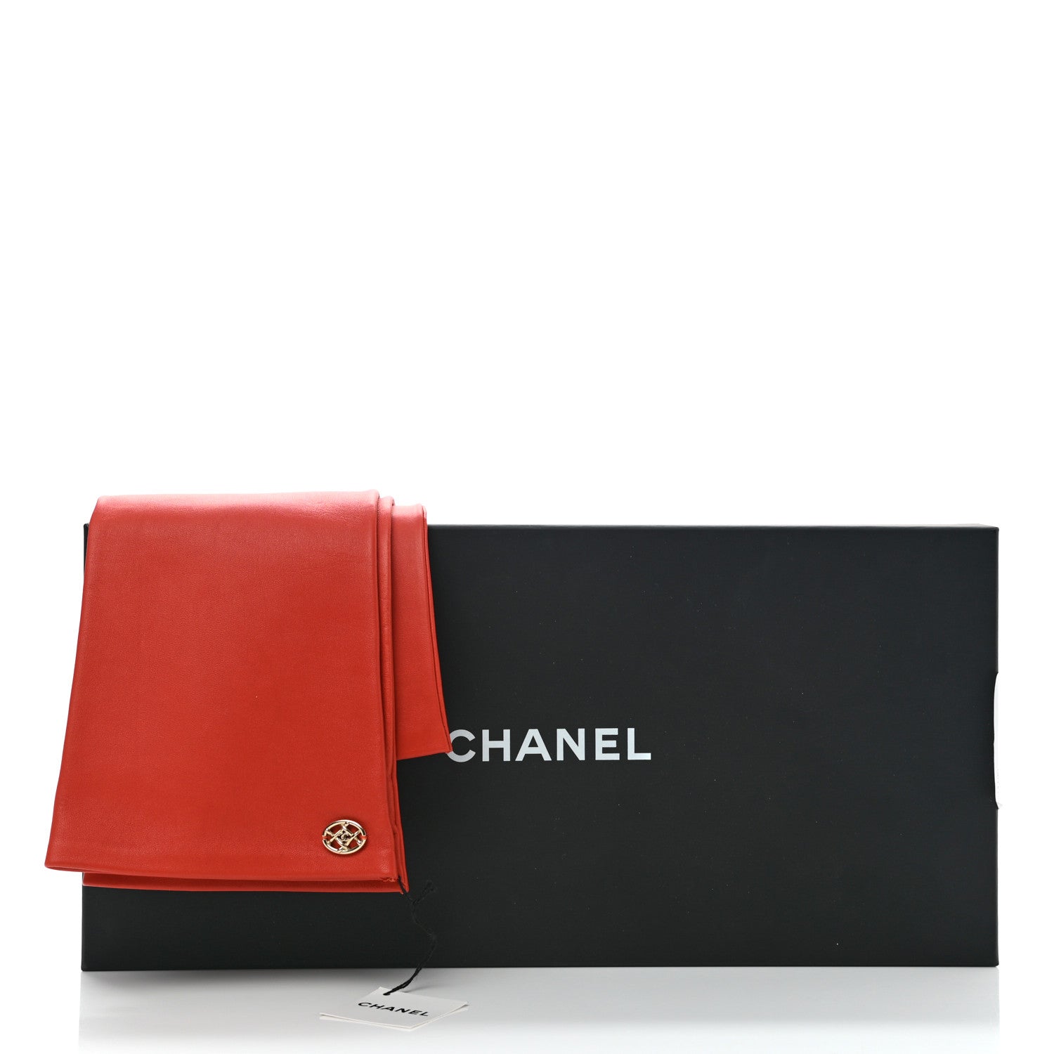 Chanel Lambskin Fingerless CC Long Gloves 7.5 Red 5 of 5