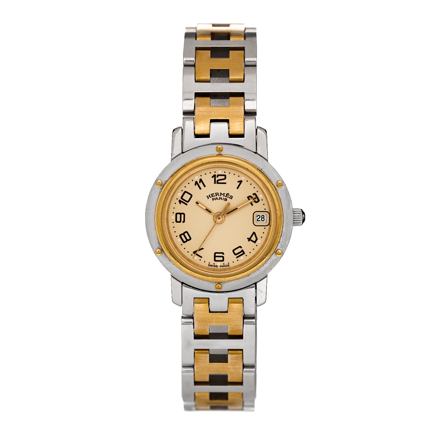 Hermes Stainless Steel 24mm Clipper Quartz Watch Gold 1 of 4
