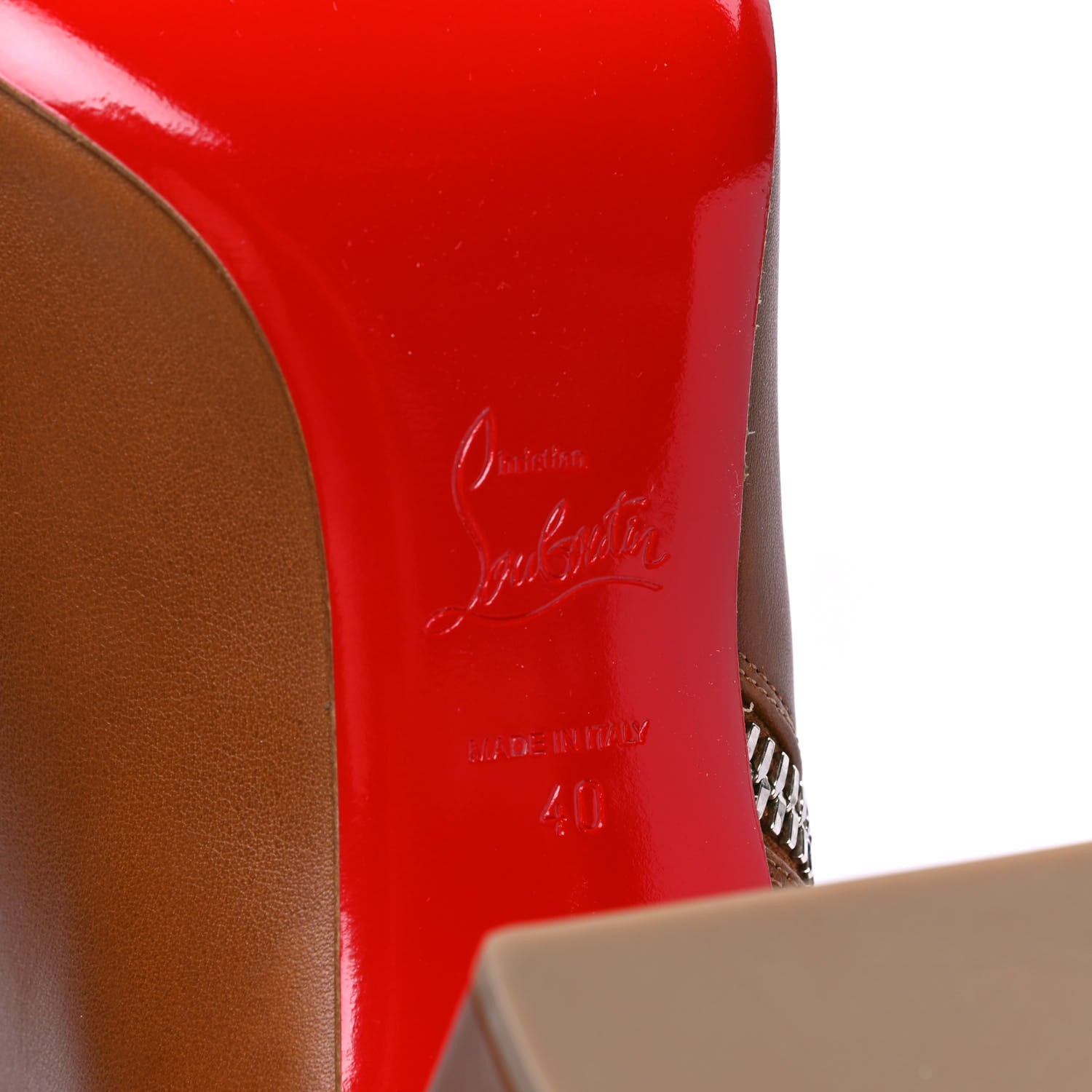 Christian Louboutin Calfskin Ziptotal 85 Ankle Boots 40 Cuoio 5 of 5