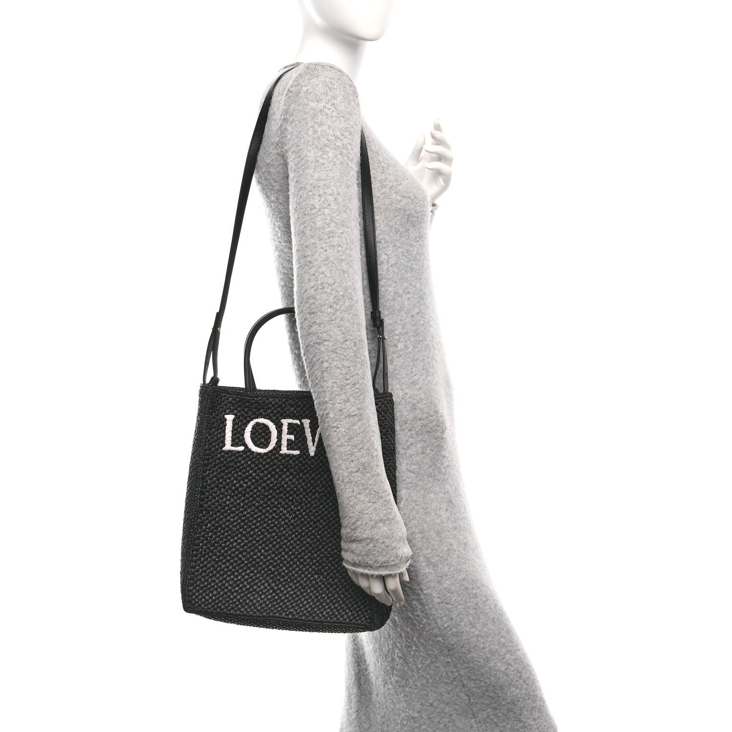 Loewe Raffia Calfskin Standard A4 Tote Bag Black 2 of 9