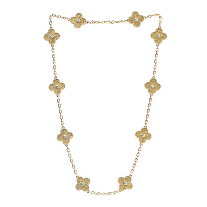 Van Cleef & Arpels 18K Yellow Gold Diamond 10 Motifs Vintage Alhambra Necklace 3 of 8