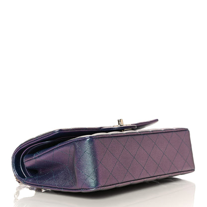 Chanel Iridescent Caviar Quilted Medium Double Flap Dark Blue 3 of 10