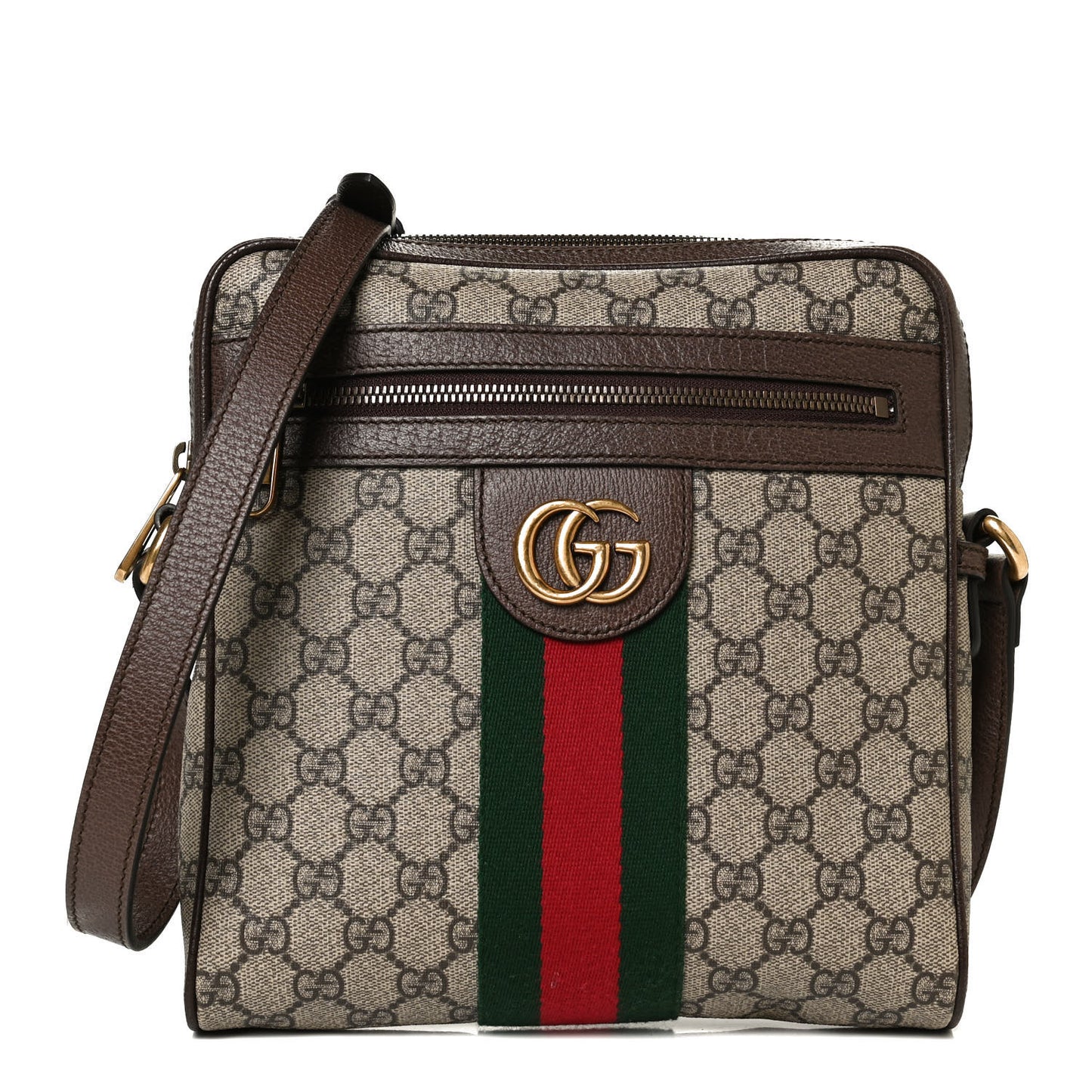 GG Supreme Monogram Web Small Ophidia Messenger Bag Brown