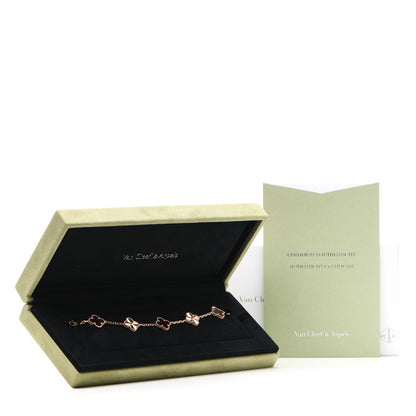 Van Cleef & Arpels 18K Rose Gold Carnelian 5 Motifs Guilloche Vintage Alhambra Bracelet 5 of 5