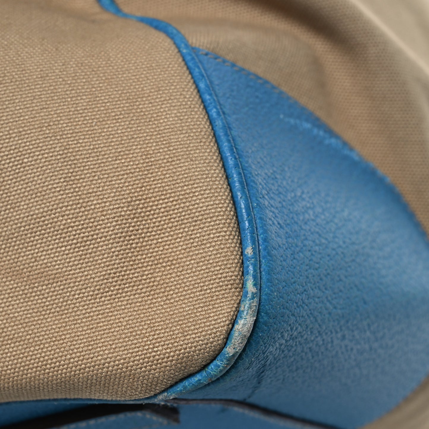 Canvas Calfskin Duffle Beige Blue