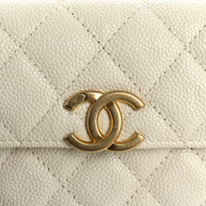 Chanel Shiny Caviar Quilted Chain Melody Card Holder On Chain White 12 of 12