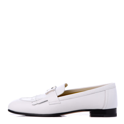 Hermes Calfskin Womens Royal Loafers 36.5 White 1 of 11