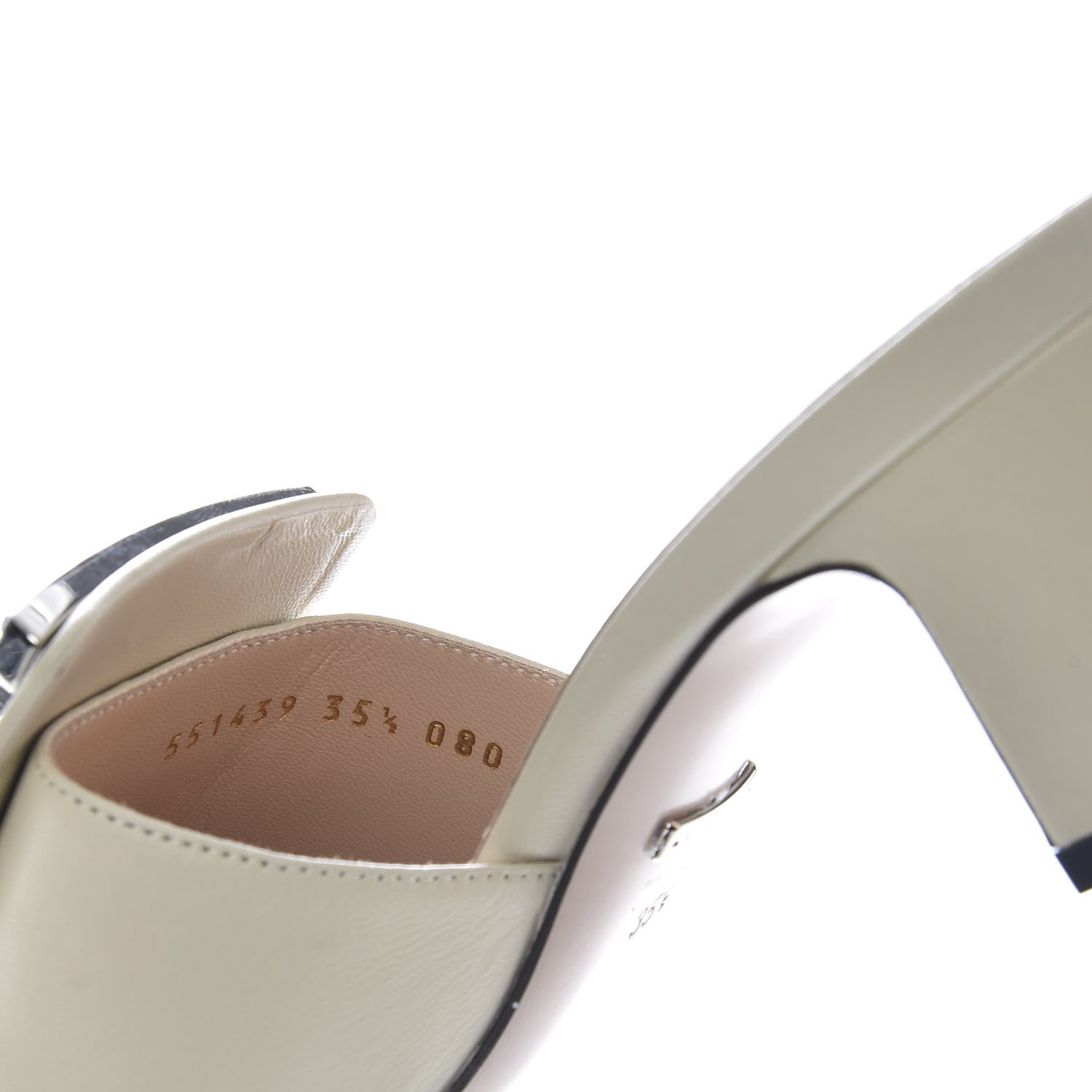 Gucci Malaga Kid Crystal Square G Madelyn Mules 35.5 Vintage White 8 of 9