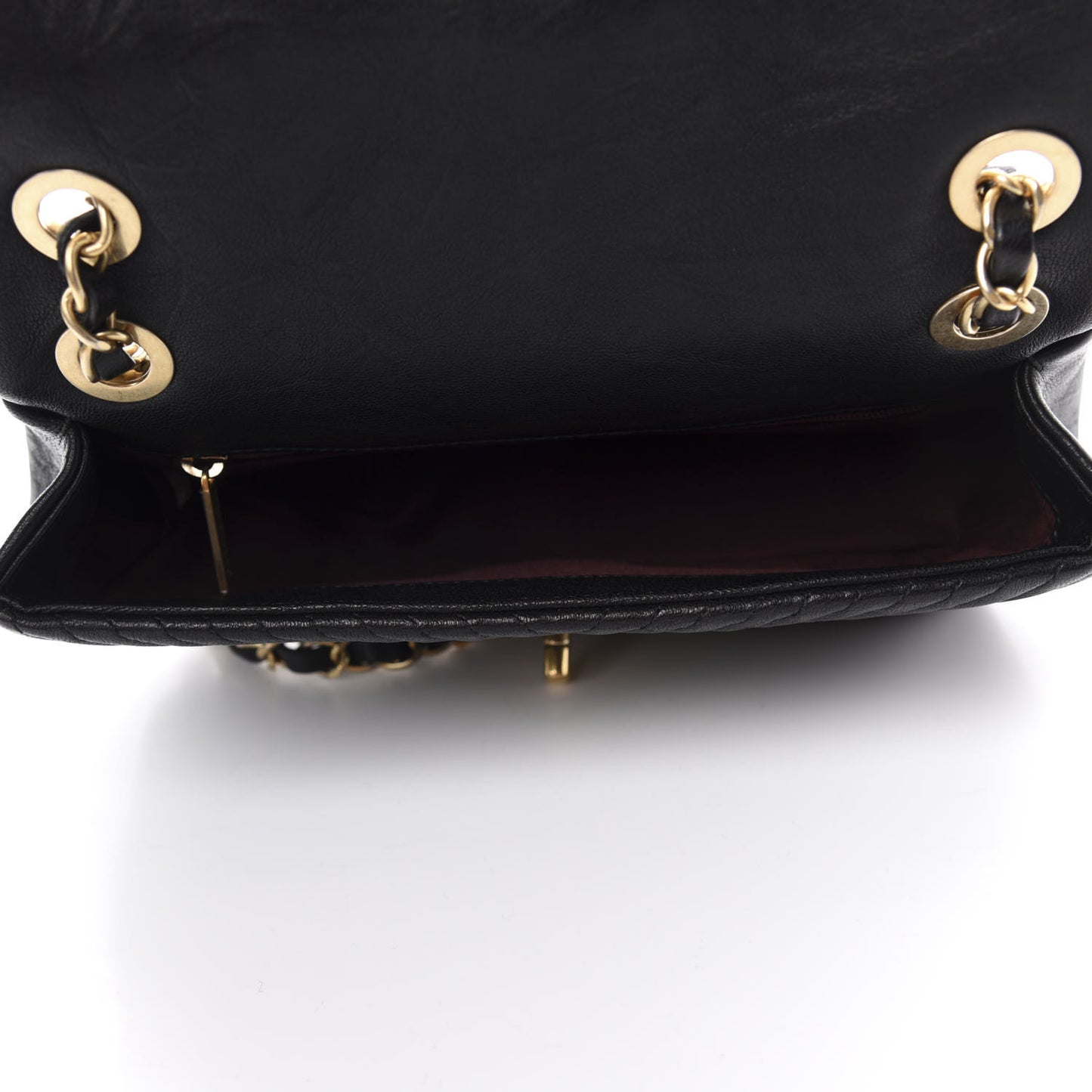 Calfskin Surpique Chevron Small Flap Black