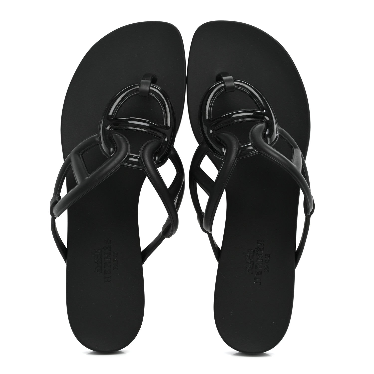 Hermes Rubber Womens Egerie Sandals 36 Black 2 of 9