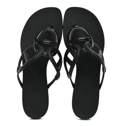 Hermes Rubber Womens Egerie Sandals 36 Black 2 of 9