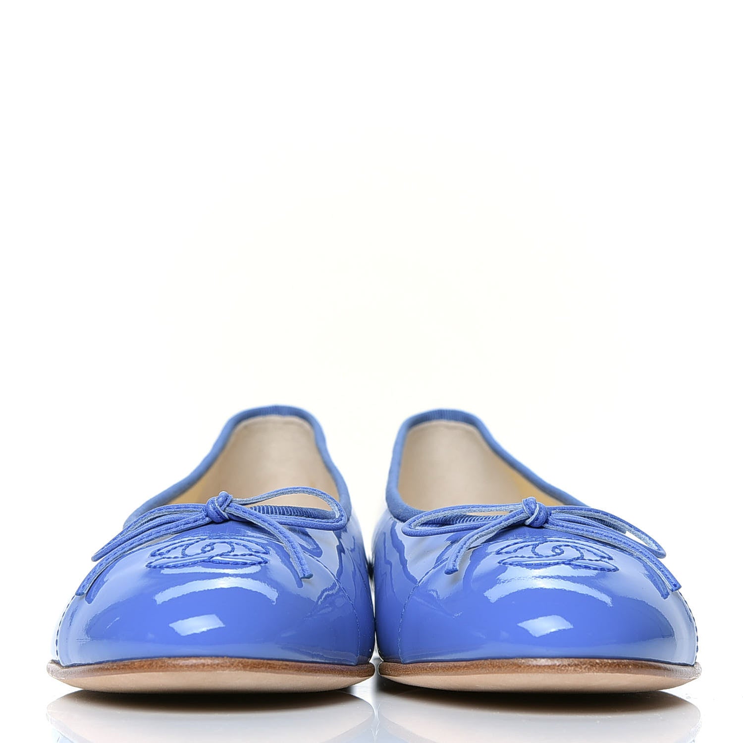 Chanel Patent Calfskin CC Cap Toe Ballerina Flats 39 Blue 2 of 5