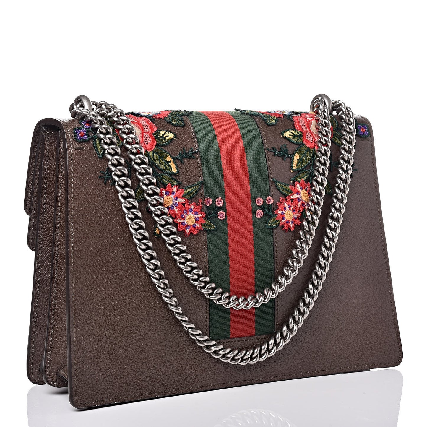 Calfskin Web Owl Embroidered Medium Dionysus Shoulder Bag New Acero Multicolor