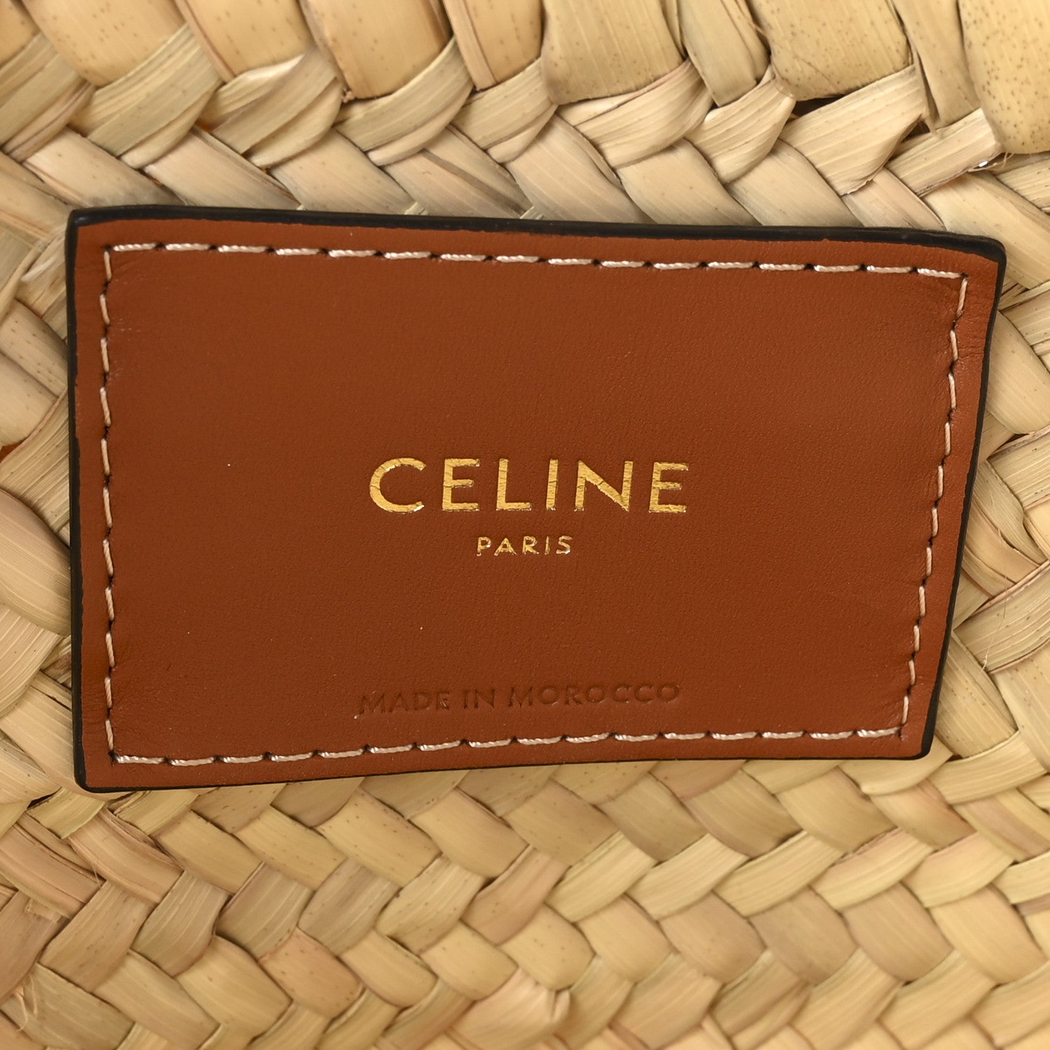 Celine Raffia Calfskin Triomphe Medium Panier Tan 6 of 9
