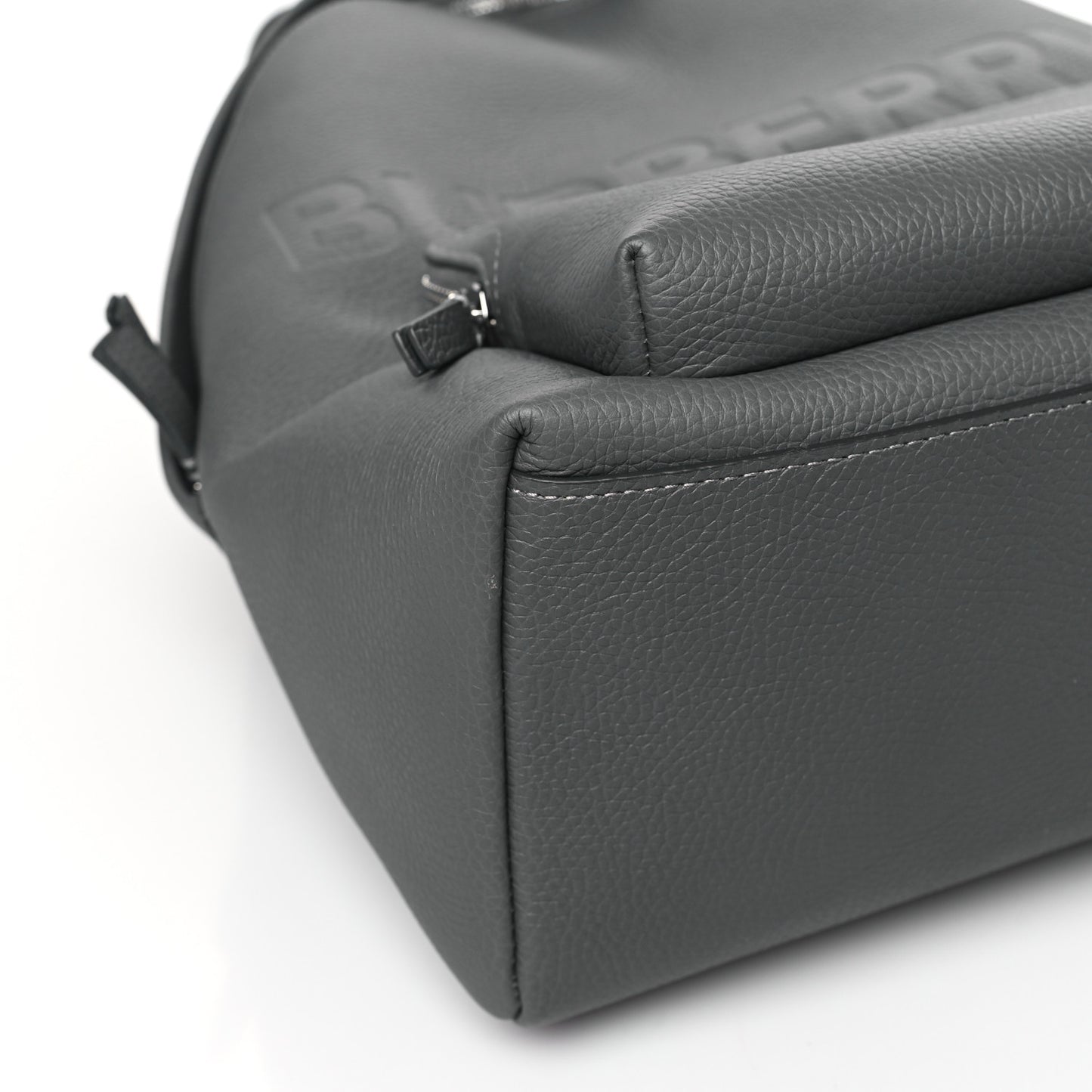 Calfskin Logo Embossed Backpack Charcoal Grey