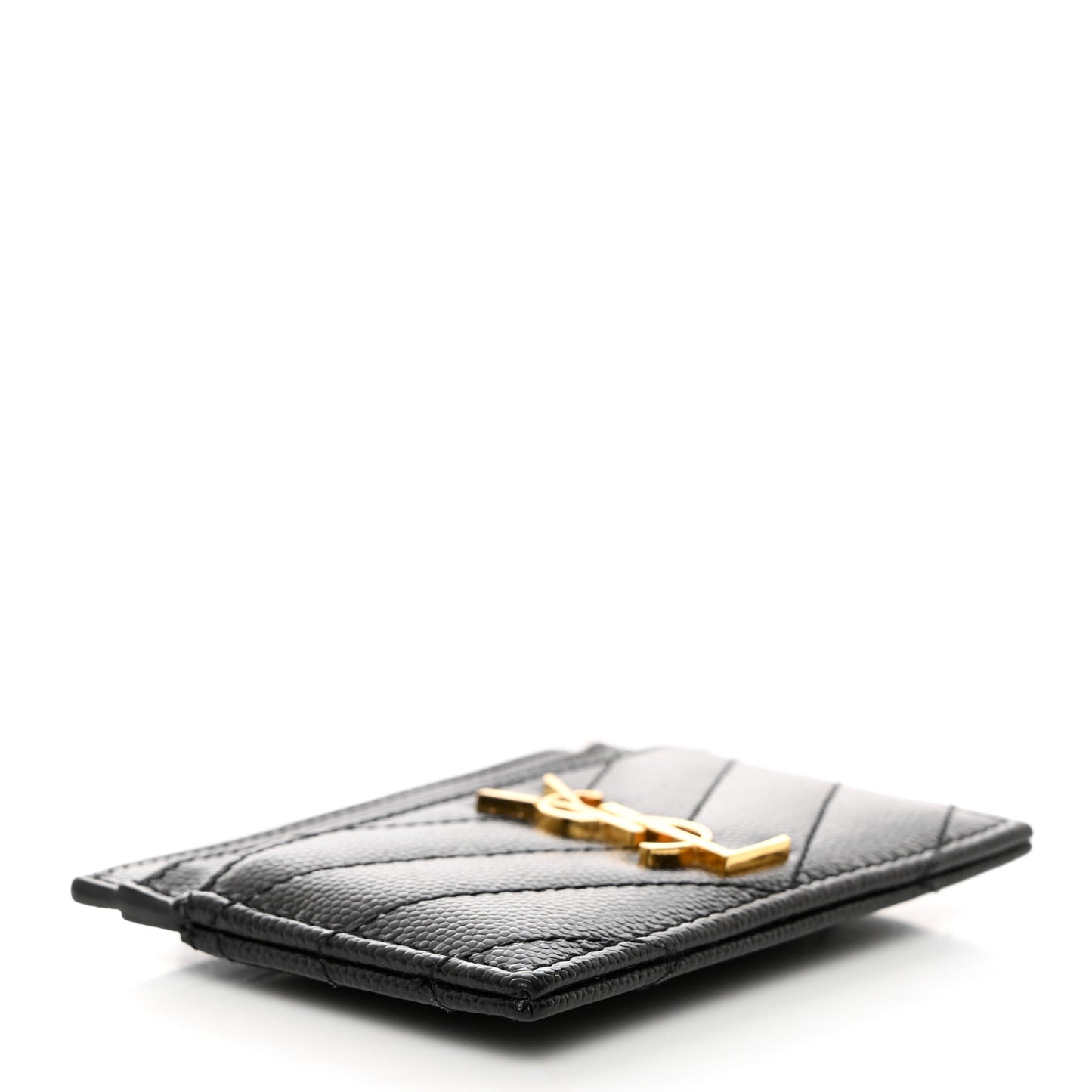 Grain De Poudre Matelasse Chevron Monogram Credit Card Case Black