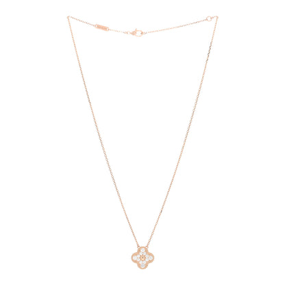 Van Cleef & Arpels 18K Rose Gold Diamond Vintage Alhambra Pendant Necklace 2 of 4