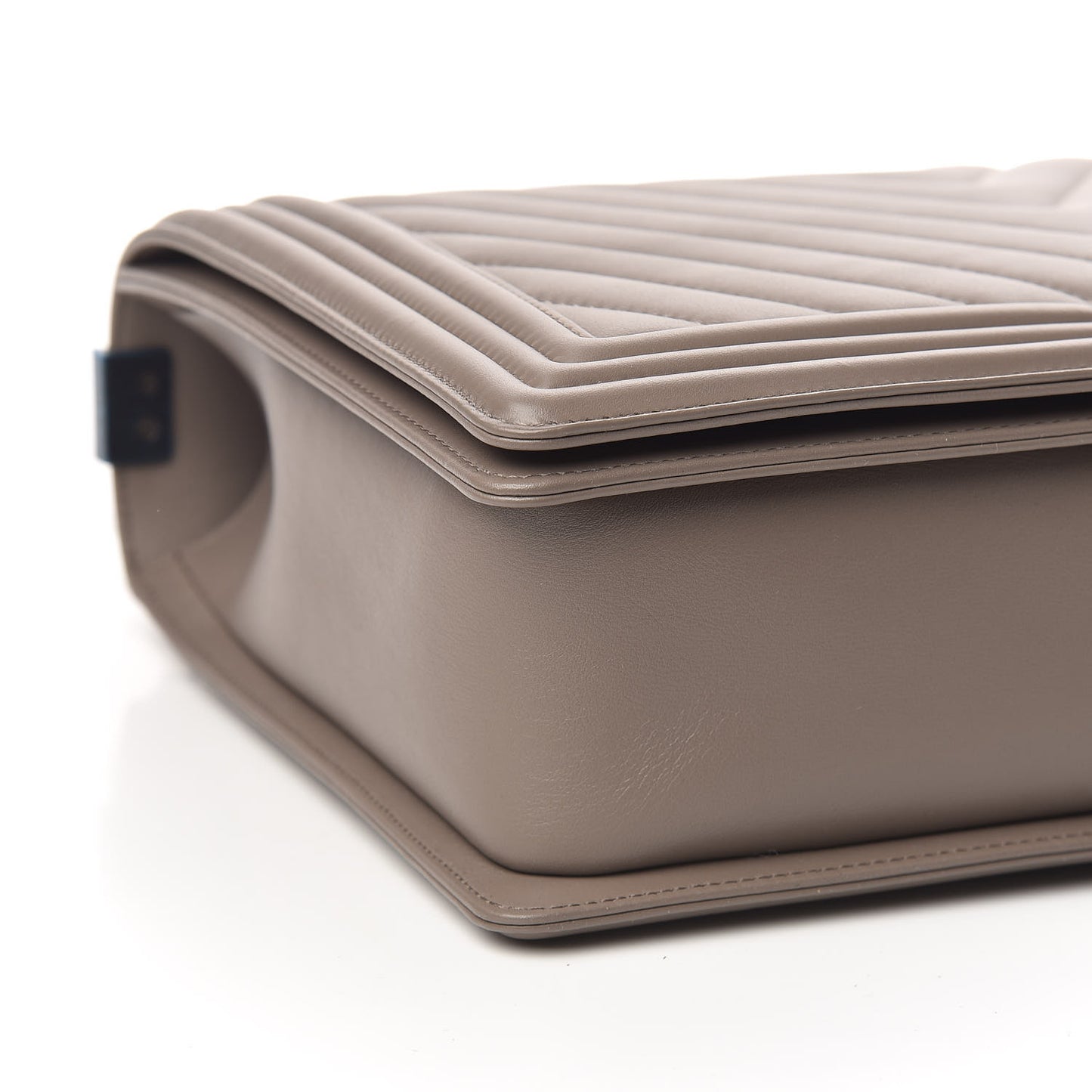 Calfskin Chevron Quilted Large Boy Flap Grey