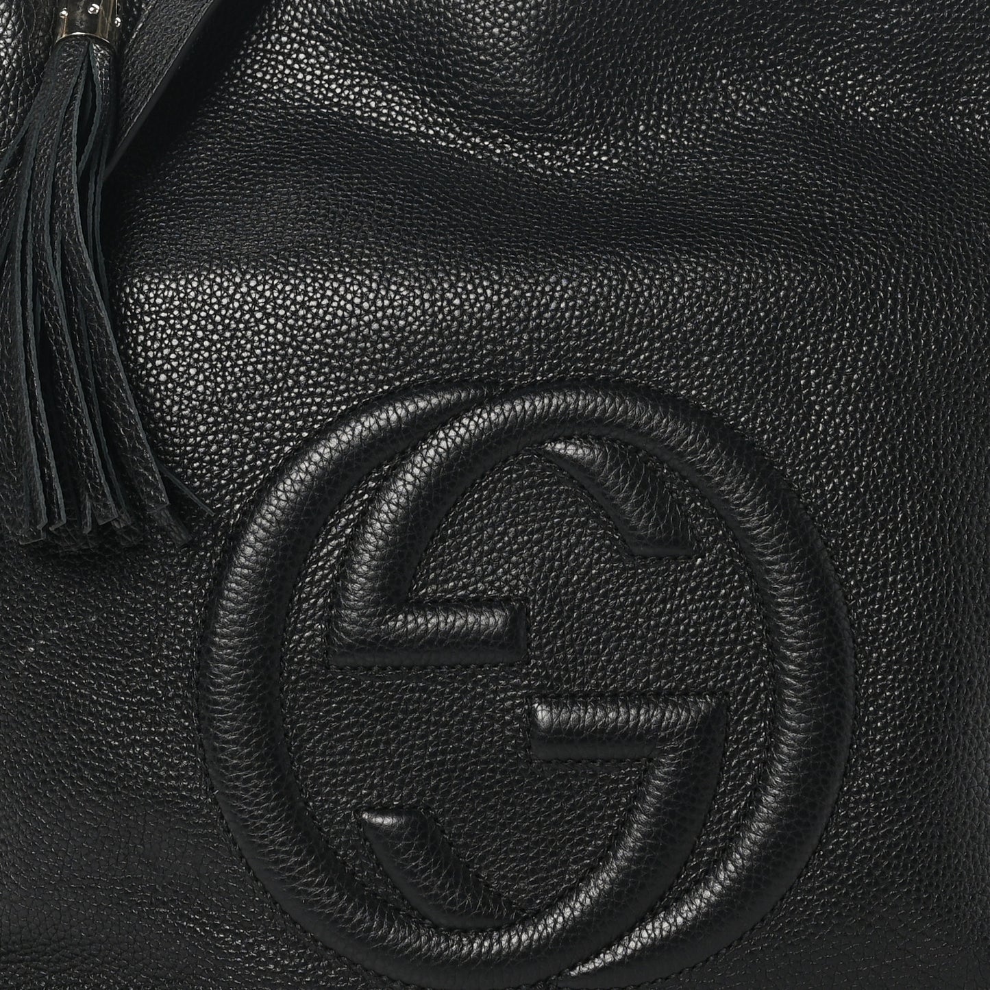 Pebbled Calfskin Large Soho Hobo Black