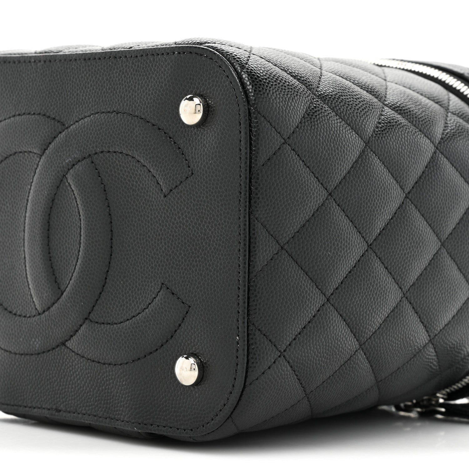 Chanel Caviar Quilted Small Top Handle Vanity Case With Chain Black 8 of 11