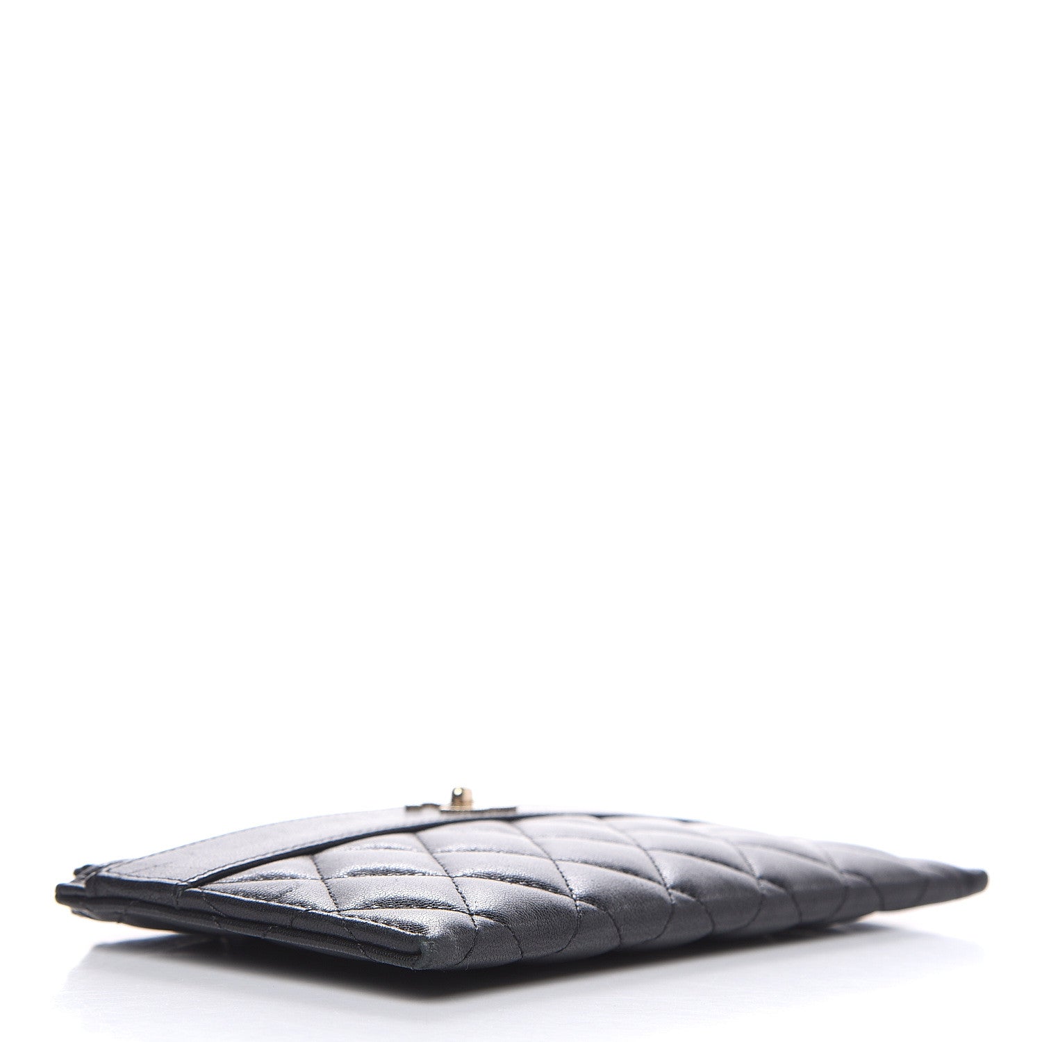 Chanel Sheepskin Quilted Mademoiselle Vintage Zip Pouch Black 4 of 10