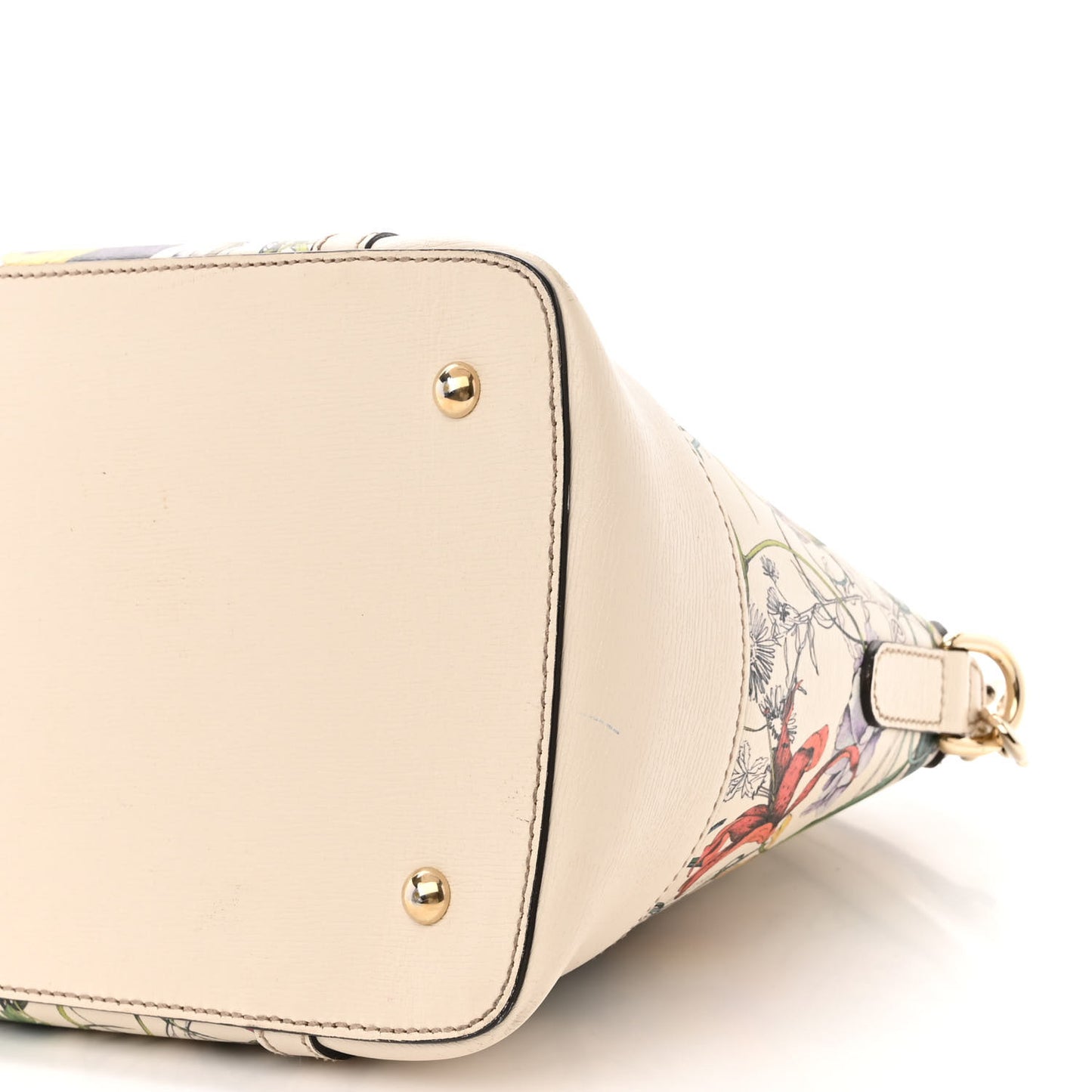 Canvas Flora Infinity Medium Nice Top Handle Dome Bag White