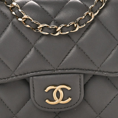 Chanel Lambskin Quilted Top Handle Flap Clutch With Chain Grey 8 of 11