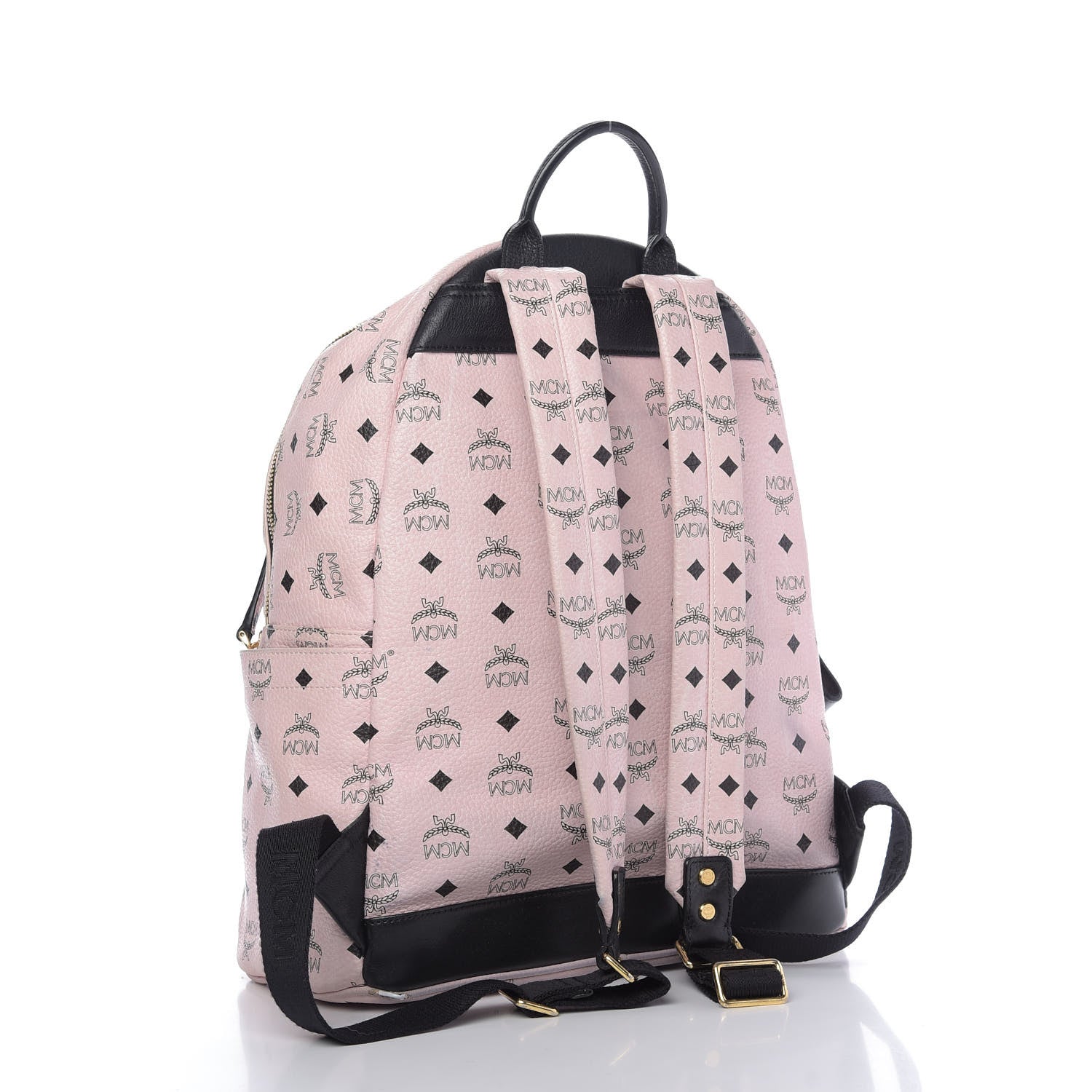 MCM Visetos Studded Medium Dual Stark Backpack Chalk Pink Black 2 of 8