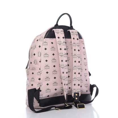 MCM Visetos Studded Medium Dual Stark Backpack Chalk Pink Black 2 of 8