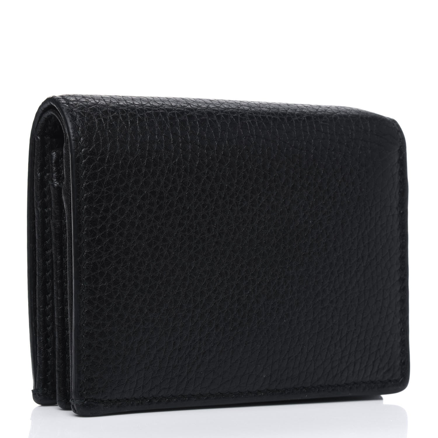 Gucci Pebbled Calfskin Animalier Card Case Black 2 of 4