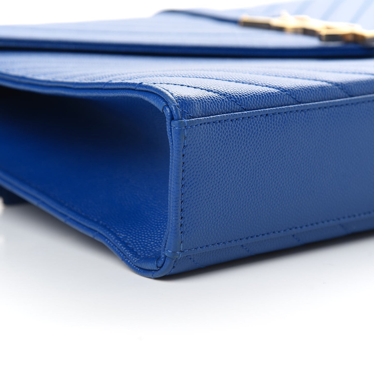 Grain De Poudre Matelasse Chevron Large Monogram Satchel Blue Majorelle
